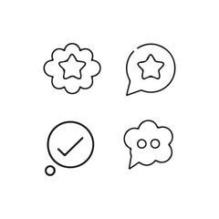 Simple Line Icons for Feedback and Confirmation.Set of four simple, black line icons representing user feedback and confirmation.