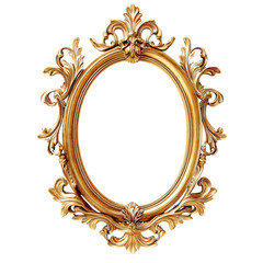 Statement Wall Mirror with Ornate Gilded Frame Isolated on Transparent Background