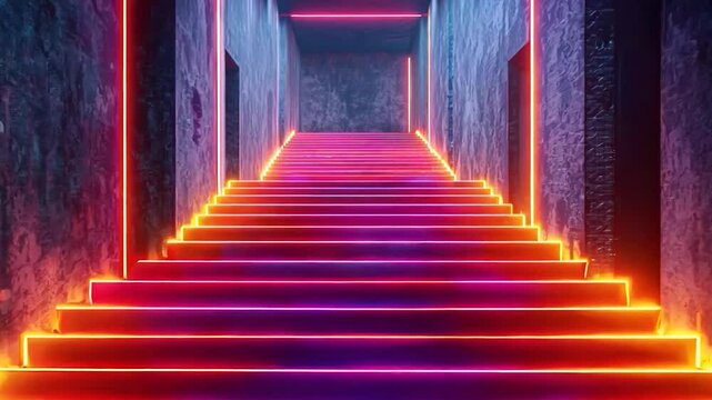 Neon lit staircase futuristic abstract textured background