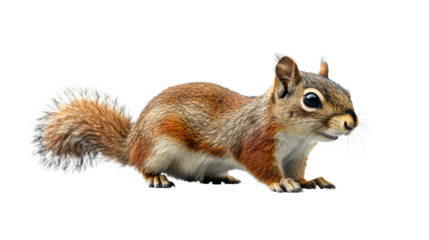 Alert squirrel, furry tail, whiskers, wildlife animal, cutout transparent