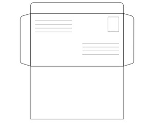 Envelope, a linear vector scan for an envelope, do it yourself. Outline. Template for cutting and gluing an envelope	