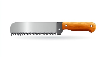 Handheld saw with wooden handle and metal blade ideal for woodworking projects and DIY tasks