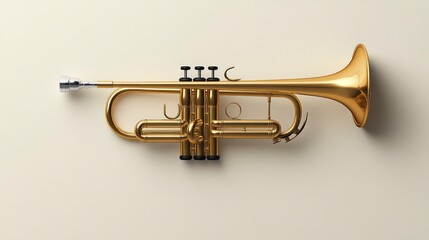 Obraz premium Golden Trumpet Instrument Isolated on Neutral Background for Music Art and Design Projects