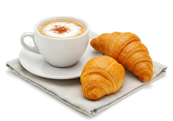 Croissant Breakfast Coffee Drink Food Pastry Delicious Meal Concept