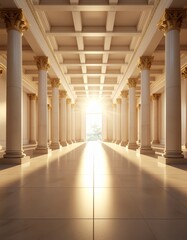 great marble hall in a greek palace building with columns