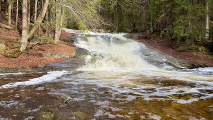 A Beautiful Cascading Waterfall in Nature Surrounded by Lush Greenery and Scenic Views