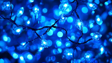 Obraz premium Close-up of fairy lights creating a romantic background glow.