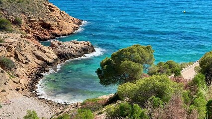 Fototapeta premium Experience Stunning Coastal Views with Sparkling Blue Waters, Perfect for Relaxation and Adventure