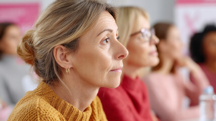 Women engaged in educational awareness campaign for personal development