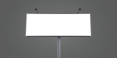 Obraz premium Isolated billboard with blank white display and metal pole against a gray background space