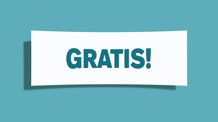 Gratis (Free) - A card isolated on light green background.
