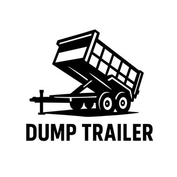 Dumpster Trailer Logo Design Vector Illustration Dump Trailer Black and White Outline Silhouette Clip Art