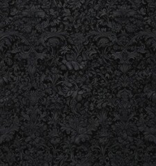 Intricate black damask, seamless floral vines , flourish, abstract