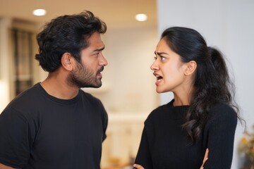 Naklejka premium A couple engaged in a heated argument at home.