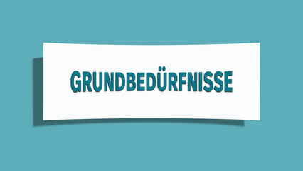 Grundbeduerfnisse (Basic needs) - A card isolated on light green background.
