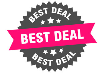 best deal. best deal round pink label isolated on transparent background