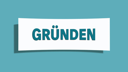 Gruenden (Found) - A card isolated on light green background.