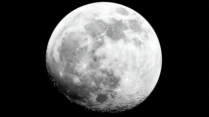 Obraz premium Black & white photo of the moon taken from the ground, gazing upward into the starry night sky