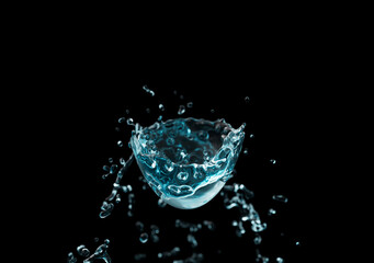 falling water on black background