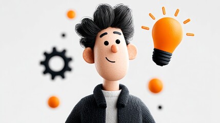 Creative Thinking and Innovation Concept with Light Bulb and Gears