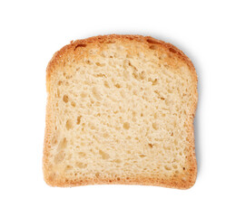One piece of fresh toast bread isolated on white, top view