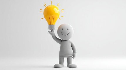 Creative Inspiration A Figure Holding a Bright Idea Light Bulb
