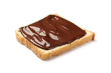 Toast with tasty chocolate spread isolated on white