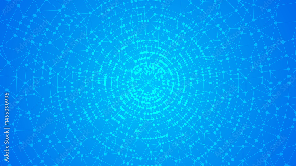 Fototapete Technology abstract background. Dots connected by lines. Minimalist mesh backdrop. Abstract polygonal radial shape. Plexus circles.