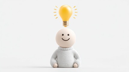 Creative Inspiration A Figure with a Light Bulb Symbolizing Ideas and Innovation