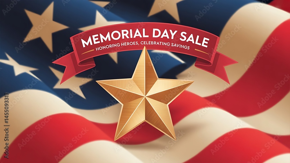 Fototapete advertisement sale design for a memorial day sale, showcasing red, white, and blue elements with a s