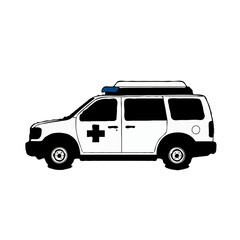 Ambulance vehicle illustration in black and white design  