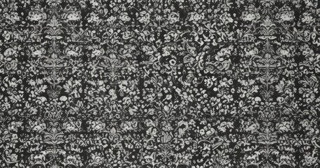 Fototapeta premium Intricate floral & geometric damask; black & white gothic wallpaper, seamless pattern , elegant design, seamless, home
