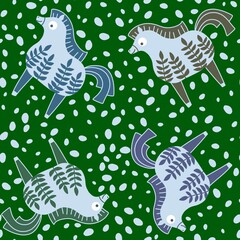 Naklejka premium Christmas animals seamless horse pattern for wrapping paper and fabrics