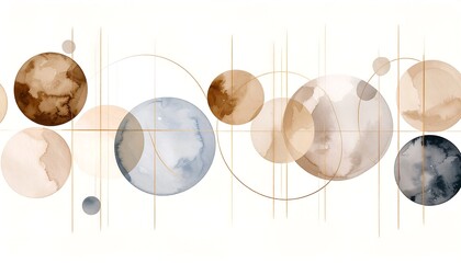 Abstract Watercolor Circles and Lines