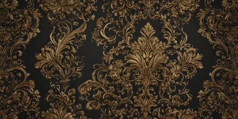 Intricate black & gold damask, metallic sheen ,  opulent,  metallic, vip