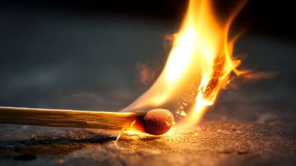 Burning matchstick close-up