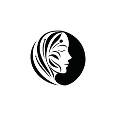 silhouette logo of a graceful, charming, beautiful woman's face