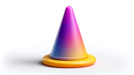 Fototapeta premium Colorful Gradient Traffic Cone with Vibrant Base Ideal for Safety Design and Creative Projec