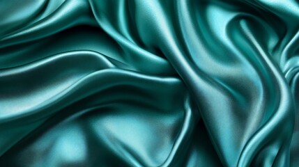 Teal silk fabric drapes in soft folds