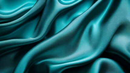Obraz premium Teal silk fabric drapes in elegant folds