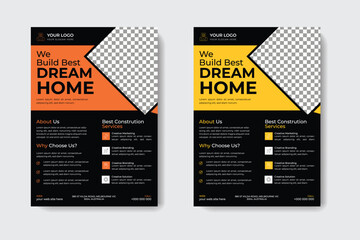 Creative Construction Flyer Template Design	
