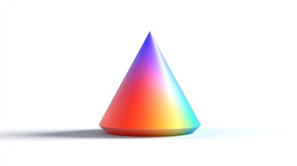 Colorful Gradient Cone on White Background A Vibrant 3D Illustration for Design Art and Crea