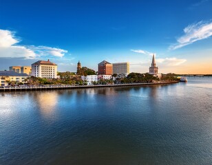 Naklejka premium charleston south carolina usa skyline over the ashley river