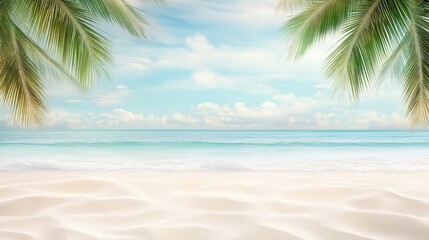 Tropical beach with palm trees and clear blue water, perfect vacation destination