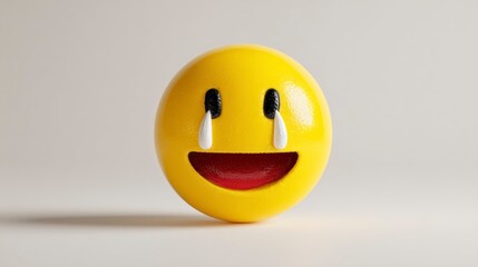 Fototapeta premium A cheerful emoji with tears of joy perfect for humor and positive emotions
