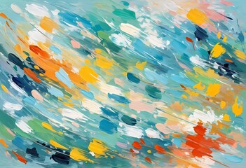 Colors collide and dance across the canvas, creating a lively and energetic atmosphere reminiscent of a joyful summer day. This abstract piece invites the viewer into its vibrant world Generative AI