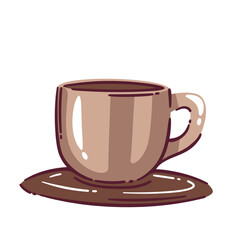 illustration features simple mug on saucer, perfect for cozy designs, cafe menus, or coffee shop stickers.