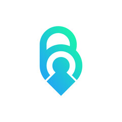 Modern Letter B Location Logo - Stylish Map Pointer Symbol