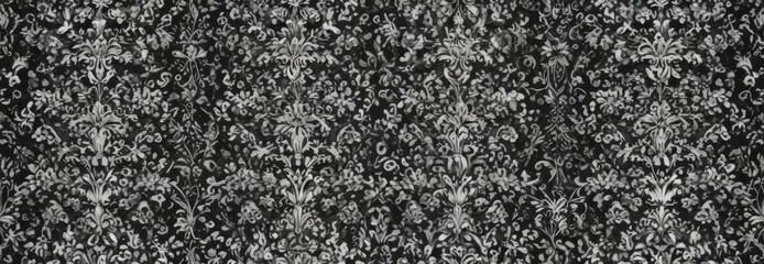 Fototapeta premium Intricate black & white damask wallpaper, seamless gothic floral pattern , gothic, graphics