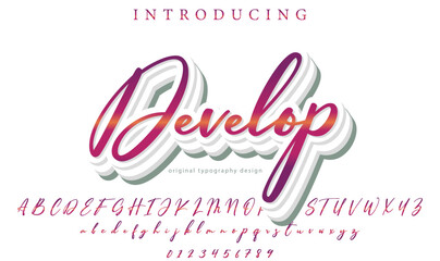 Develop Font Stylish brush painted an uppercase vector letters, alphabet, typeface